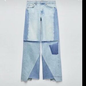 Zara Blue Patchwork TRF Jeans